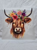 Floral Highland Cow
