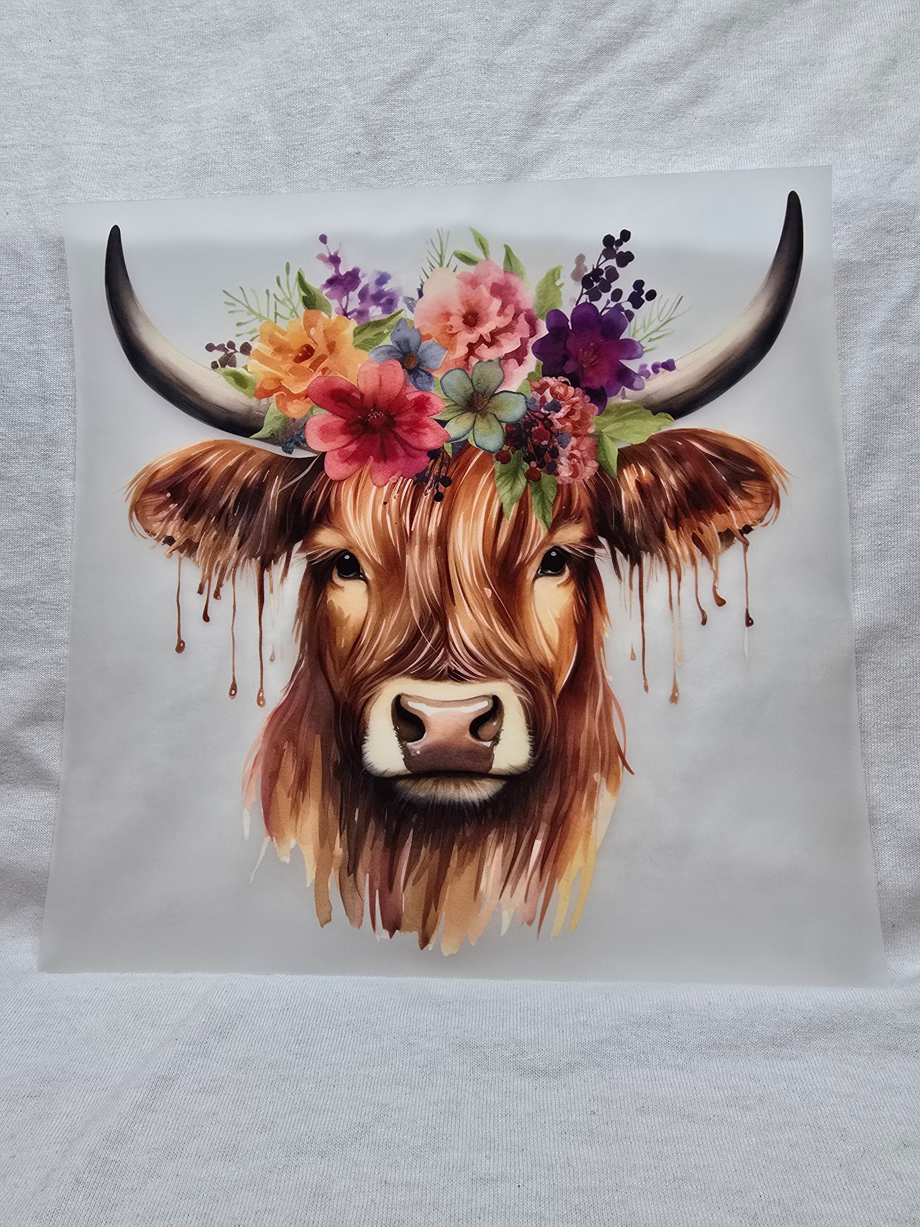 Floral Highland Cow