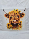 Sunflower Highland Cow